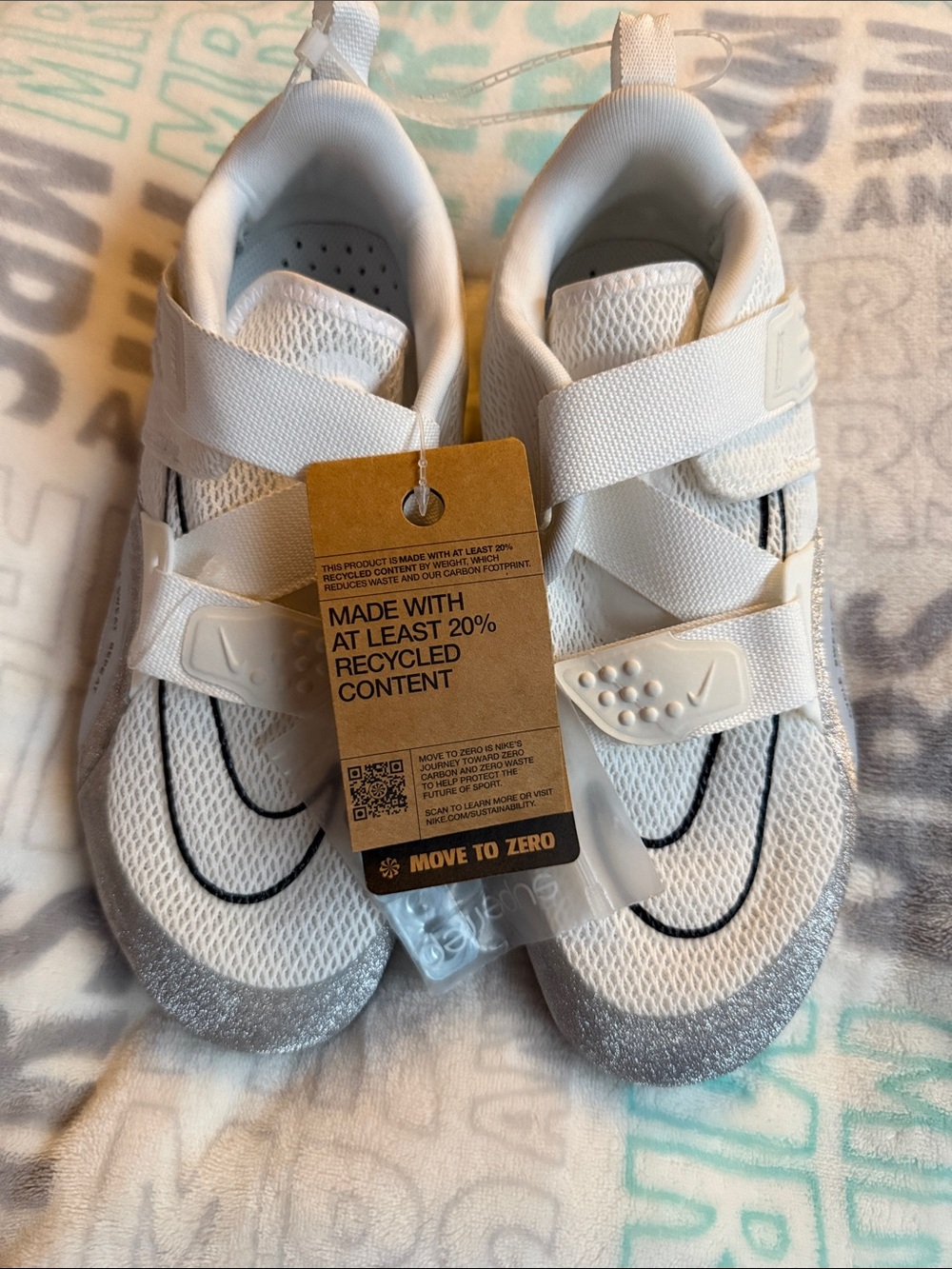Nike White Silver Metallic Superrep Spin Cleats - Women’s Size 9 - NWT